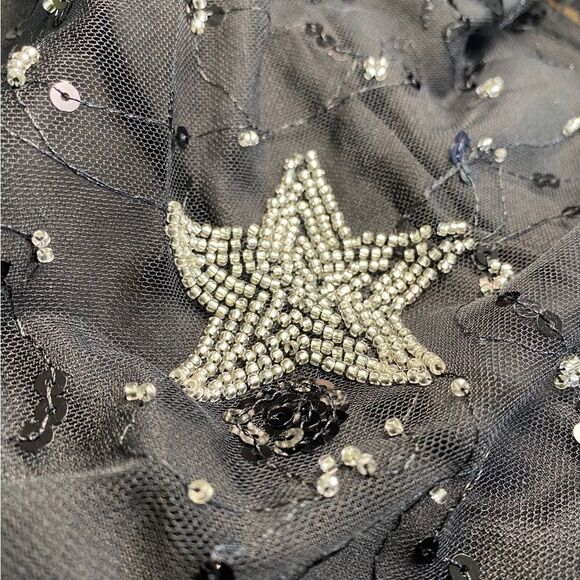 Holiday Black tule dress with sequin stars, back zipper, - Picture 13 of 15